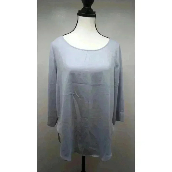 Daily Look Light Gray High-Low Hem Blouse with Back Zipper - Size L - Picture 1 of 15